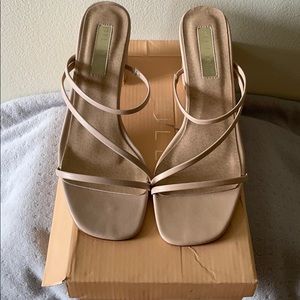 Nude Strappy Block Heels